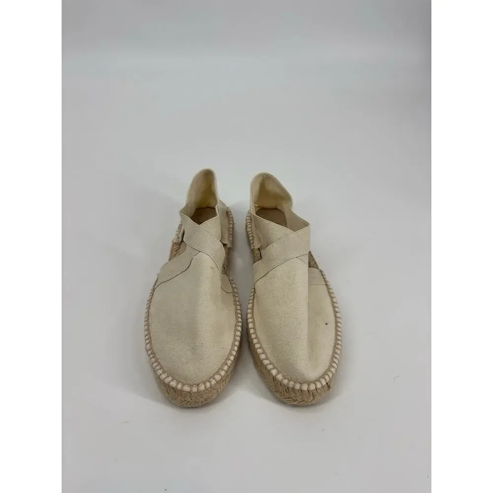 J Jill Women's Ivory Canvas Espadrille Slip On Flats US 7Casual Shoes